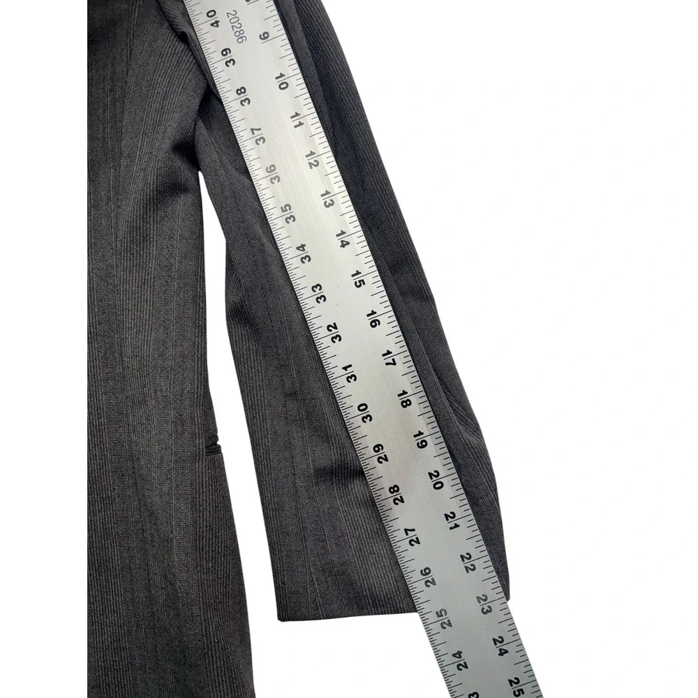 vtg 90s Perry Ellis 36S 29x28 Gray Plaid 2pc Pant Suit Wool Pleated Cuffed USA